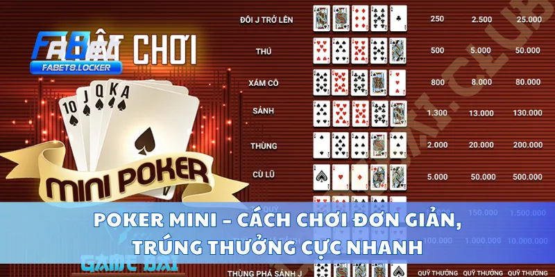 Poker Mini – Cách Chơi Đơn Giản, Trúng Thưởng Cực Nhanh